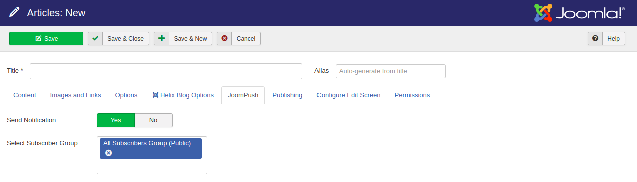 JoomPush Joomla Content Integration JoomPush Joomla Content Integration