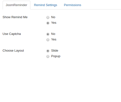 JoomReminder Settings