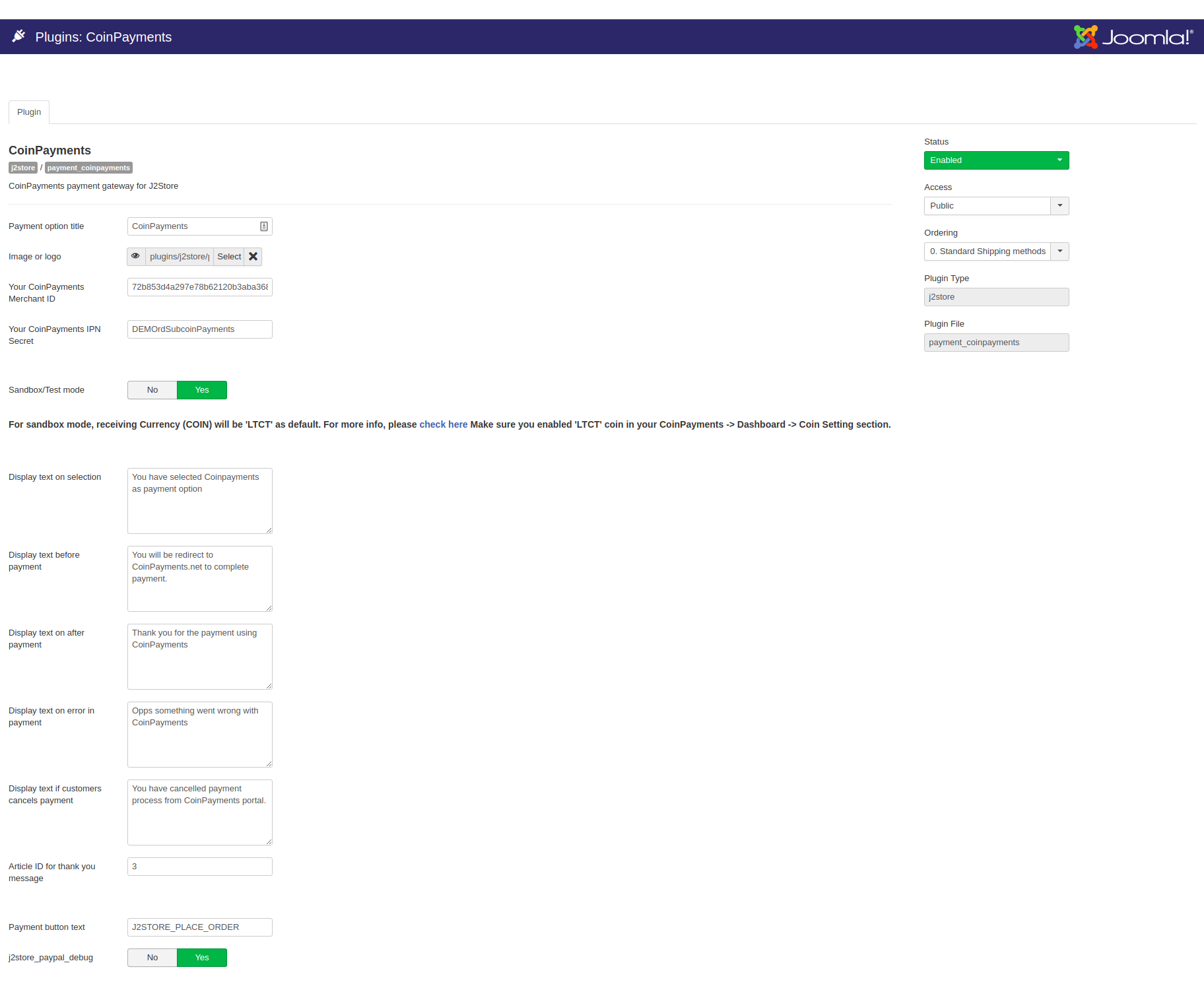 CoinPayments J2Store Payment Installation JudoPay J2Store Payment Installation